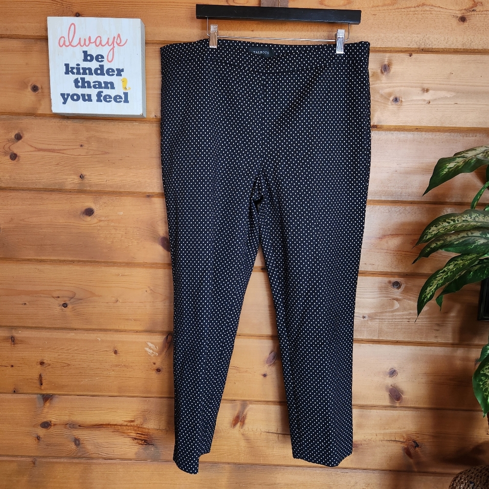 Talbots 💜 Chatham Ankle Dress Pant Slim Streight Polka Dot Stretch Plus 16 X26"